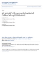 My Math GPS: Elementary Algebra Guided Problem Solving (2016 Edition)